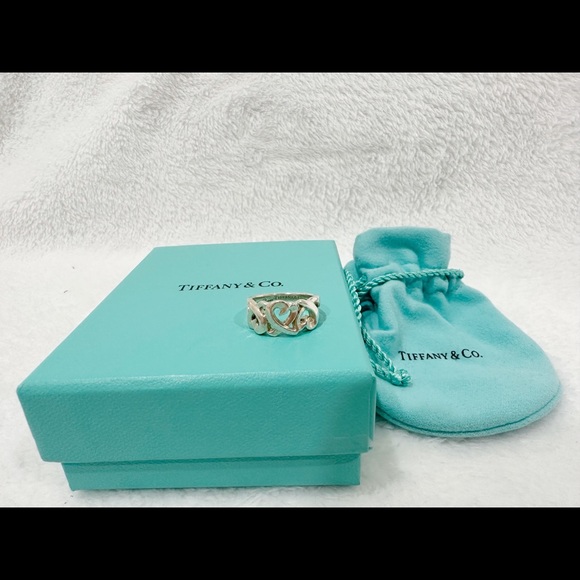 Tiffany & Co - Paloma Picasso Loving Heart Band Sterling Silver 925 Size 5 - Picture 1 of 3